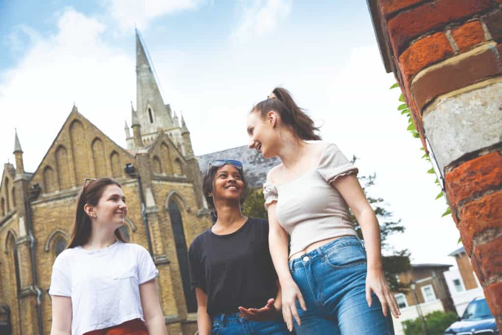 Students laughing together in Windsor.