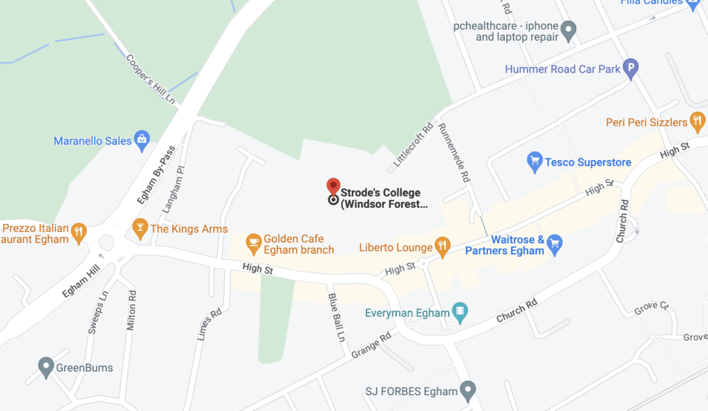 Map showing directions to Strode's College