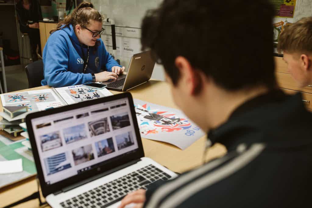 Students on laptops