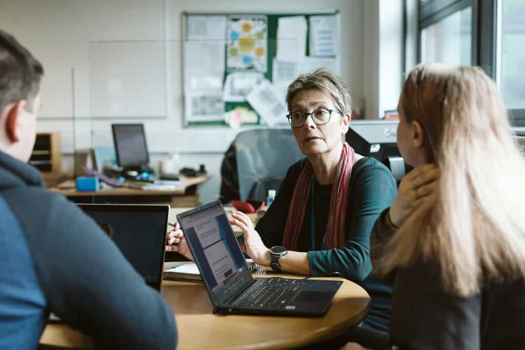 Teacher giving support