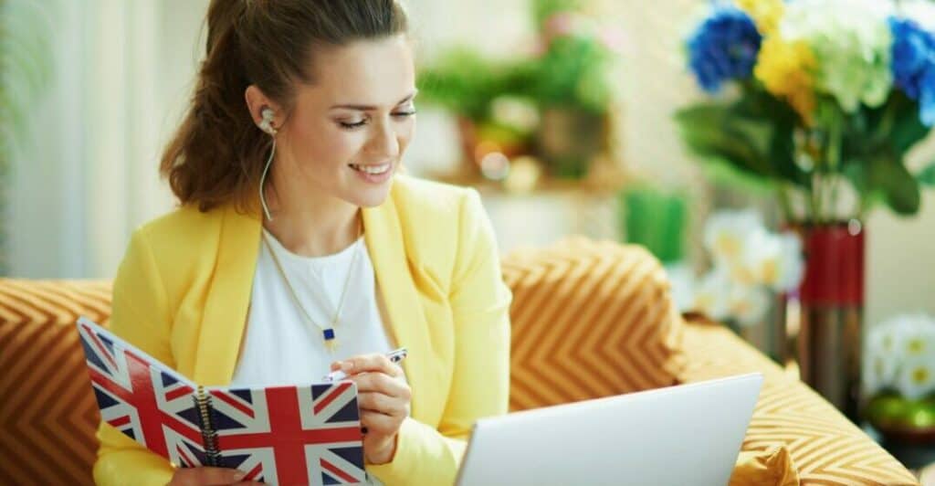 Lady learning English