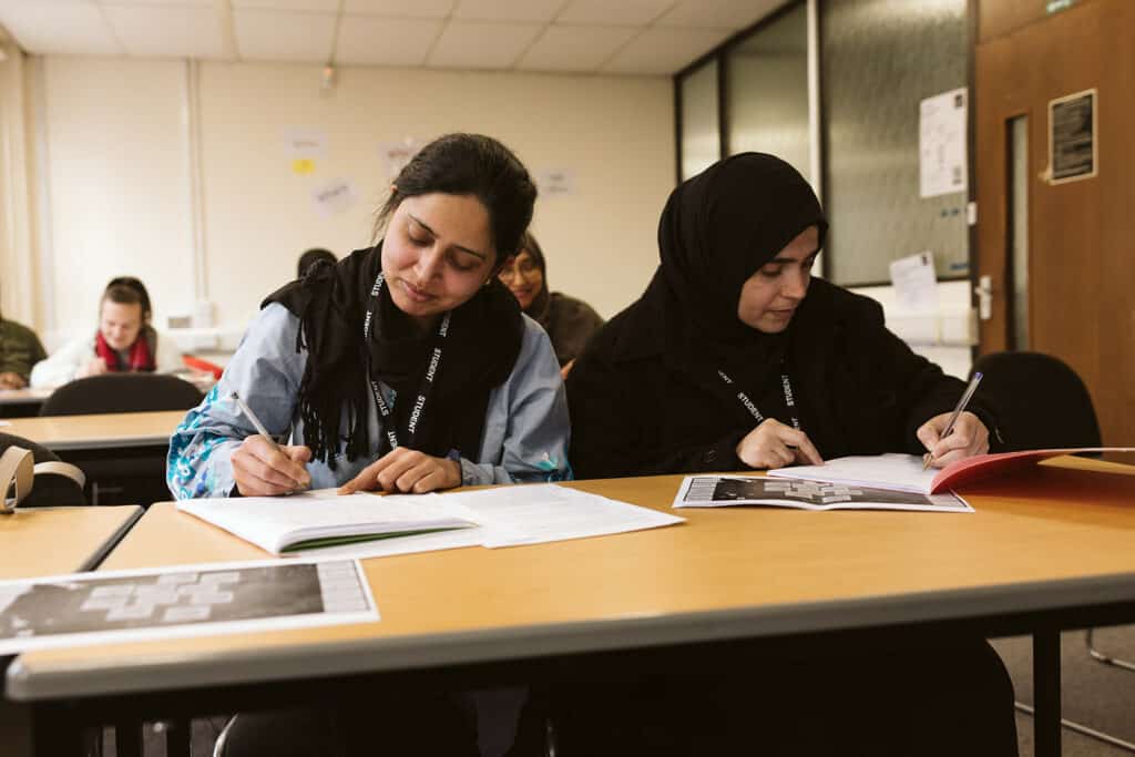 ESOL students studying