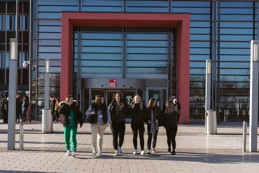 Students walking away from Langley College