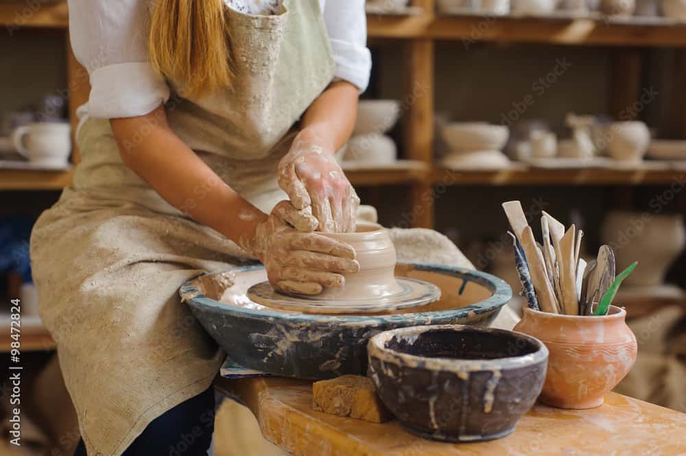 Pottery workshop student