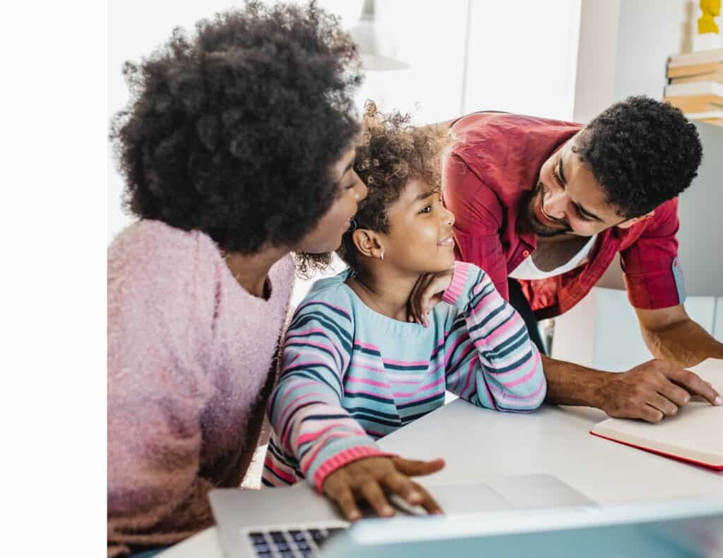 Parents helping with homework