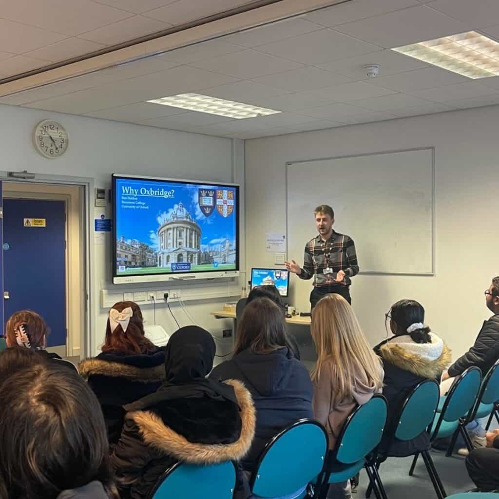lesson being taught on a projector