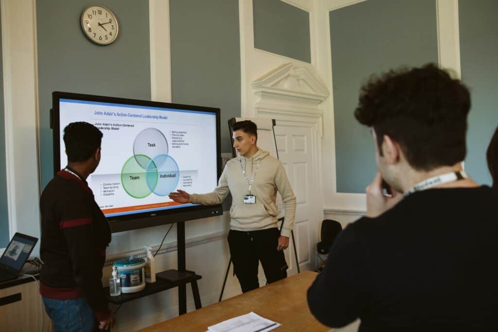business students presenting work