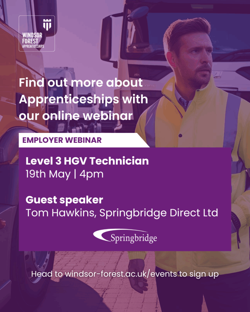 A purple poster for the HGV webinar event