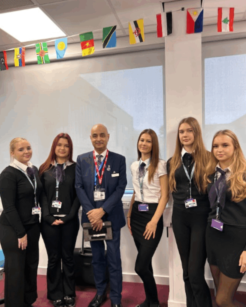 Travel students smiling for a photo