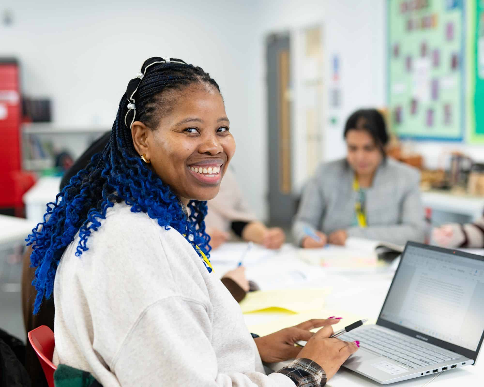 adult student smiling