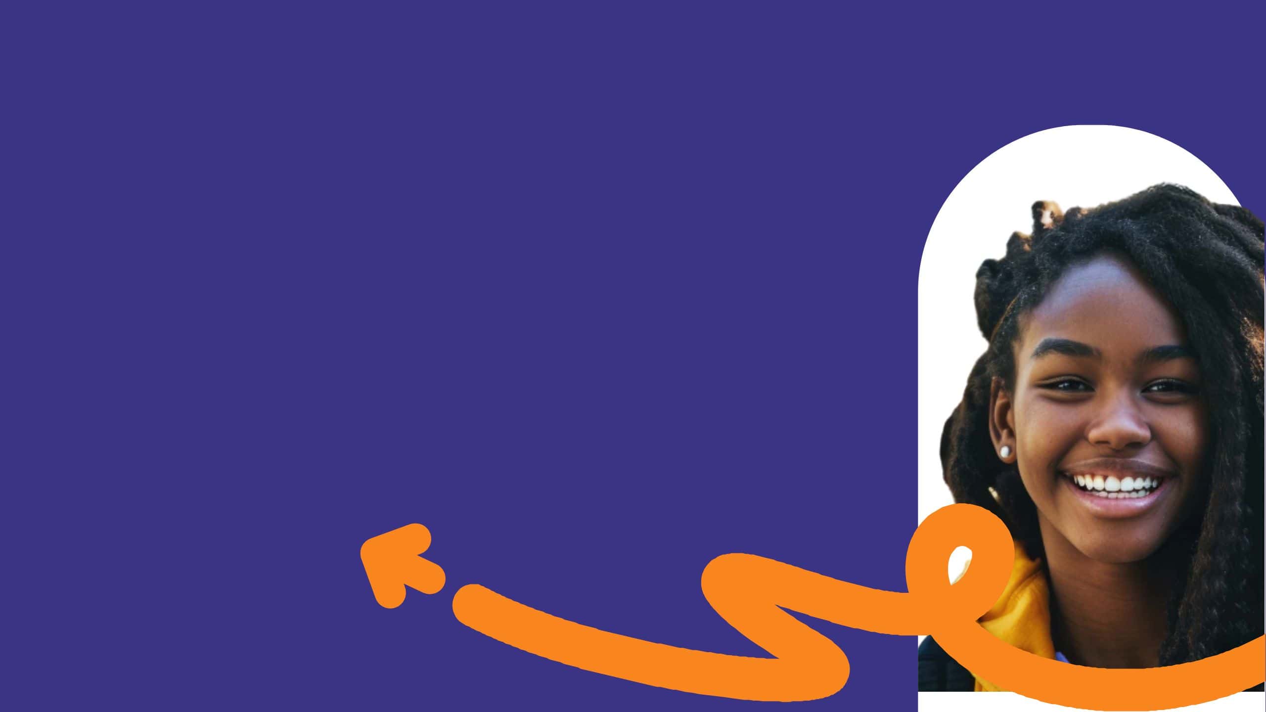 Young student on blue background