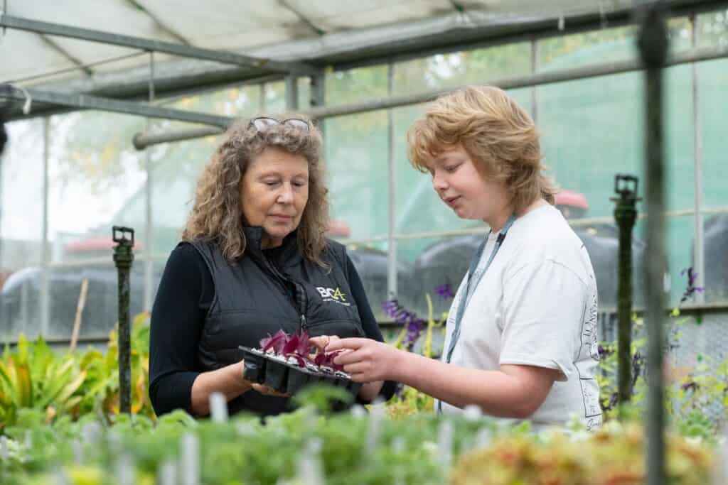 Hortic teacher and student