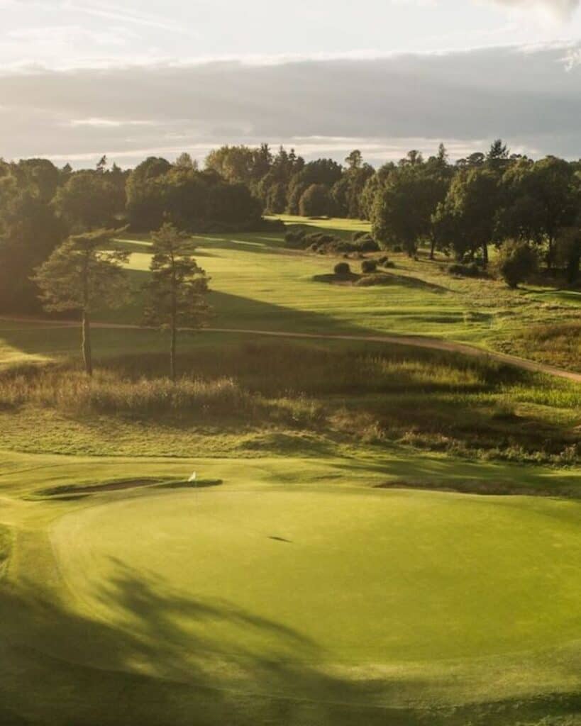 An aerial shot of Frilford Heath Golf Club