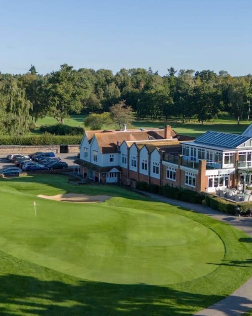 An aerial shot of Frilford Heath Golf Club