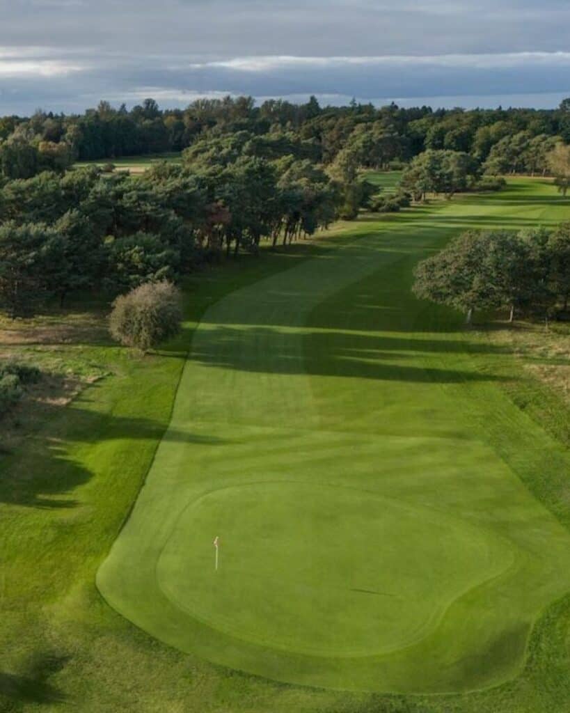 An aerial shot of Frilford Heath Golf Club