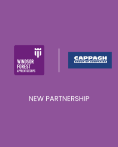 The Cappagh logo alongside the WFCG Apprenticeship logo on a purple background