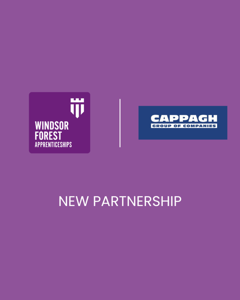 The Cappagh logo alongside the WFCG Apprenticeship logo on a purple background