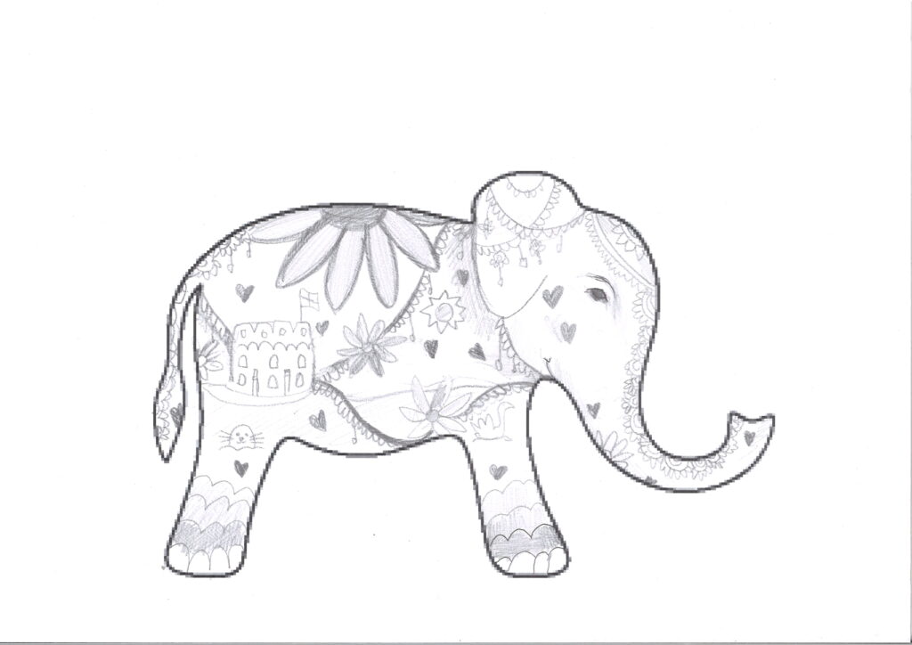 Trunks Across The Thames elephant draft design