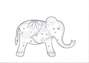 Trunks Across The Thames elephant draft design